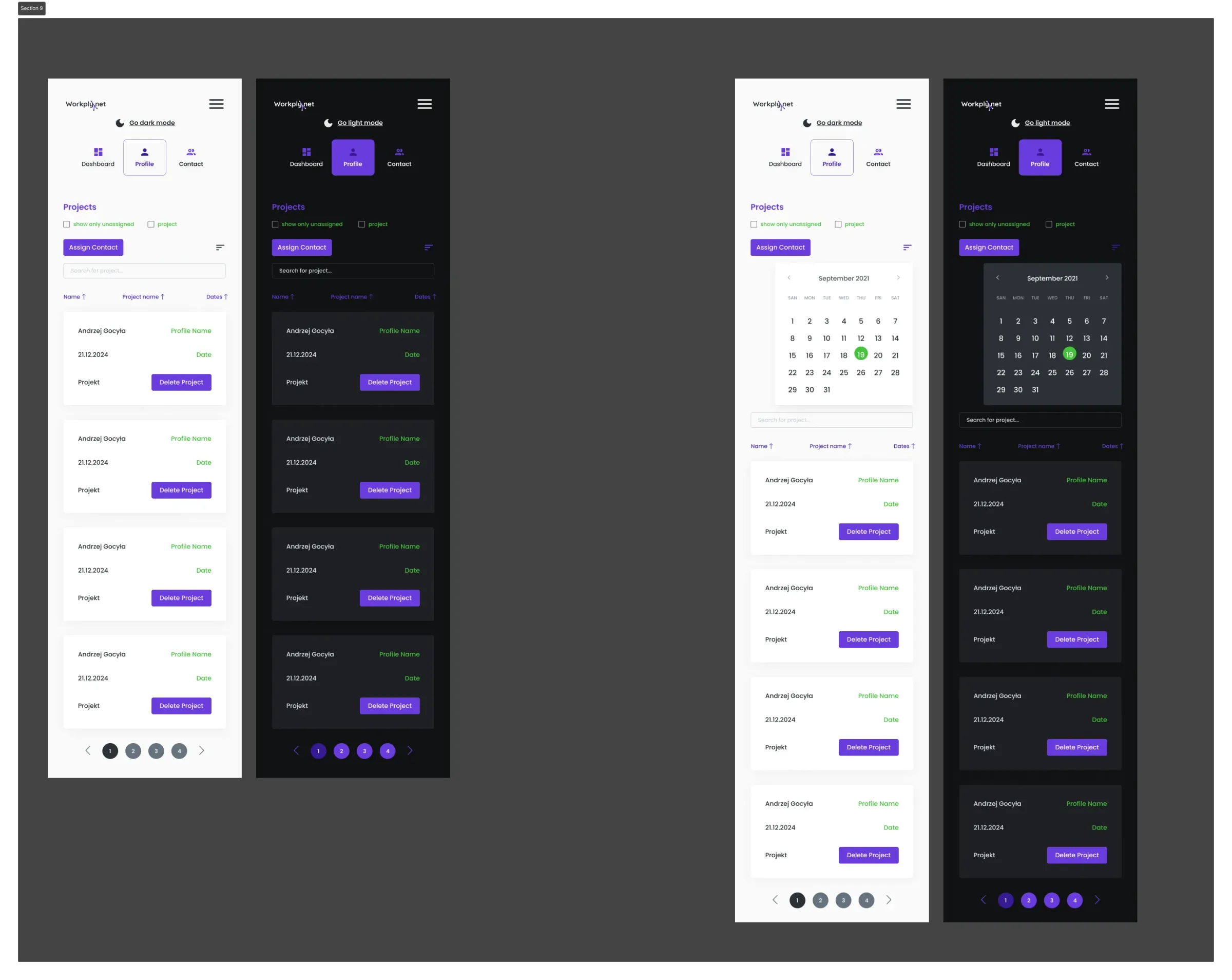 User dashboard